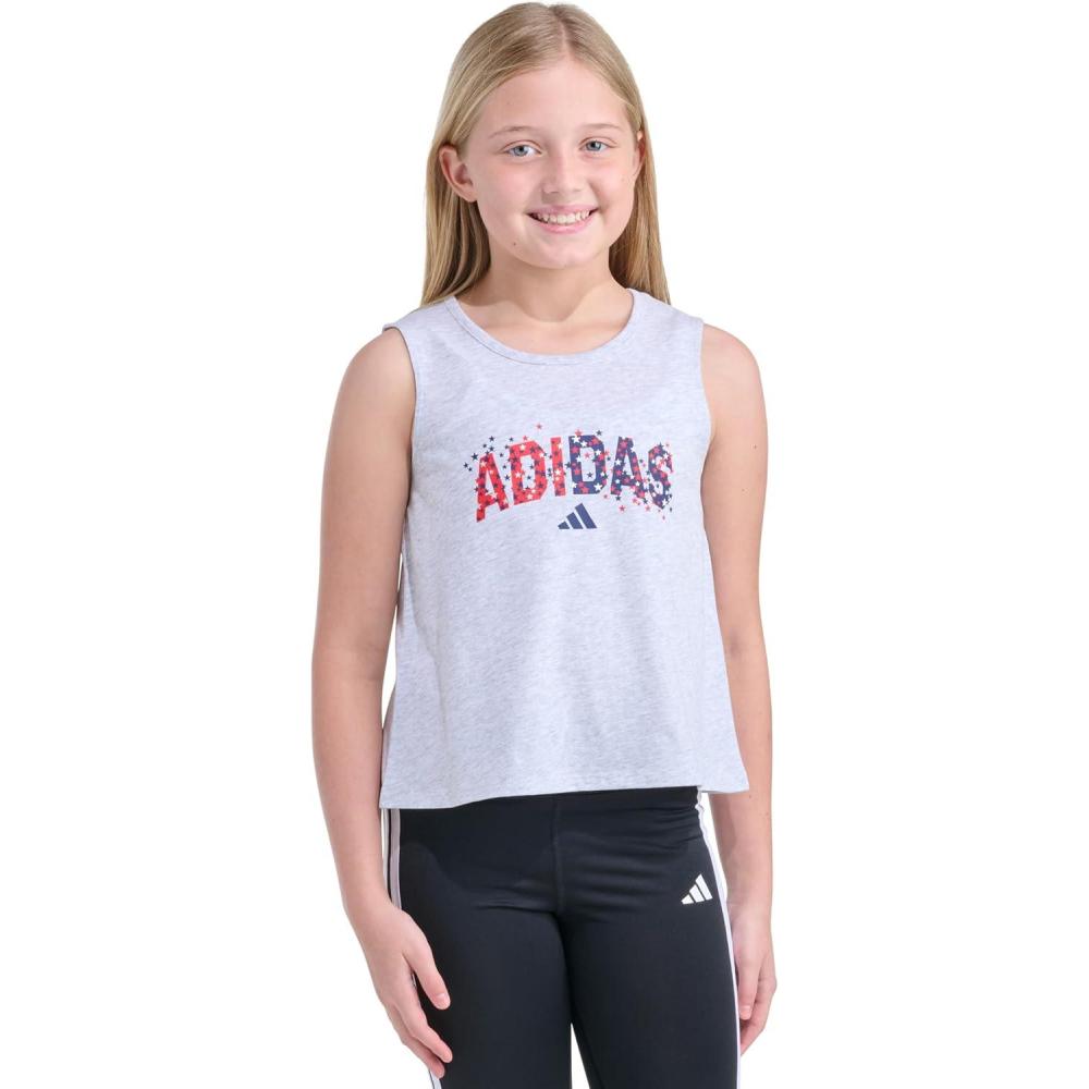 image:imageadidas Girls Sleeveless Swing Back Vent TankGrey Multi