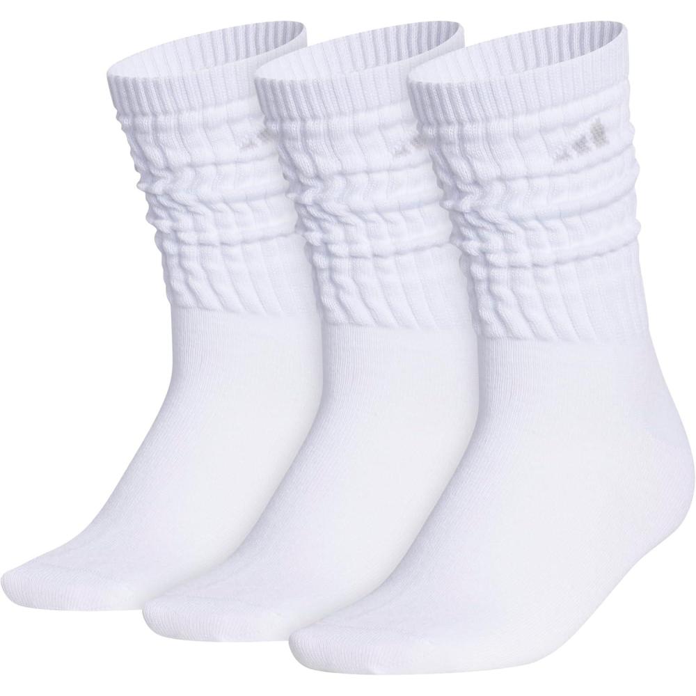 image:imageadidas womens Athletic Scrunch Crew Sock 3 Pairs Loose Slouchy FitWhiteClear Onix Grey
