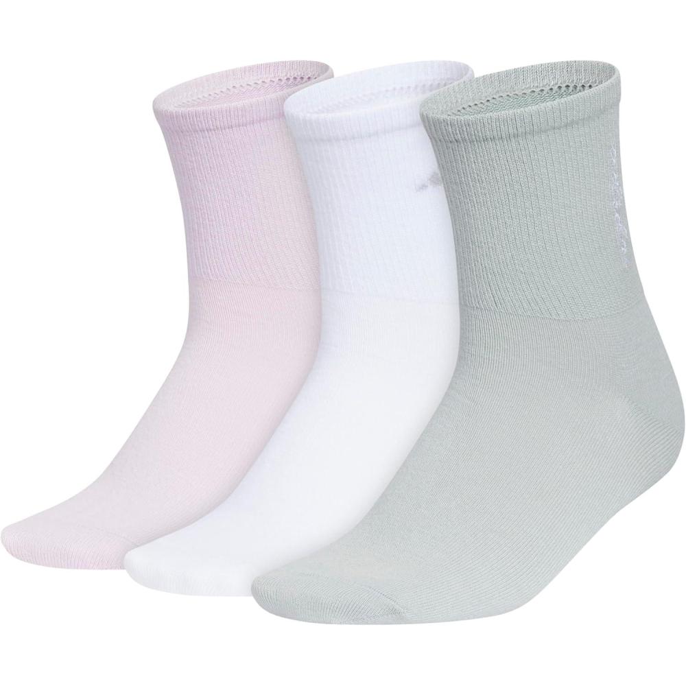 image:imageadidas womens Luxe High Quarter Sock 3 Pairs Script LogoIce LavenderWhiteWonder Sage Green
