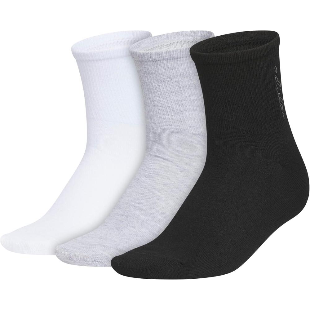 image:imageadidas womens Luxe High Quarter Sock 3 Pairs Script LogoWhiteCool Light HeatherBlack