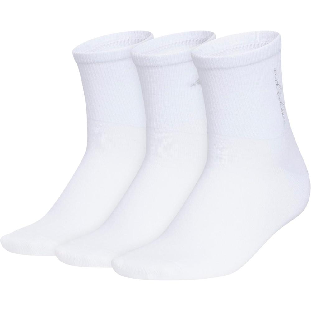image:imageadidas womens Luxe High Quarter Sock 3 Pairs Script LogoWhiteGold MetallicSilver Metallic