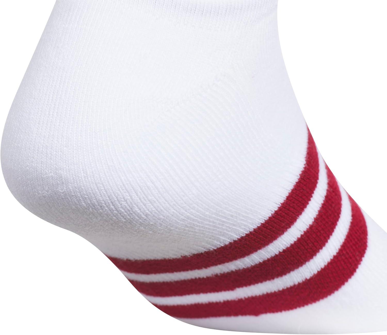 image:imageadidas Mens Cushioned No Show Socks 3 Pairs Durable amp ComfortableWhiteActive MaroonDark Blue3stripe4
