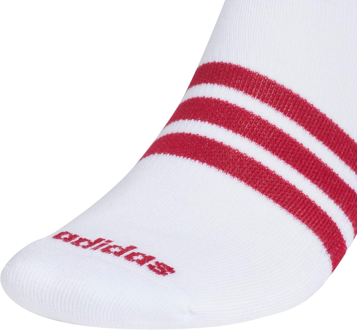 image:imageadidas Mens Cushioned No Show Socks 3 Pairs Durable amp ComfortableWhiteActive MaroonDark Blue3stripe4