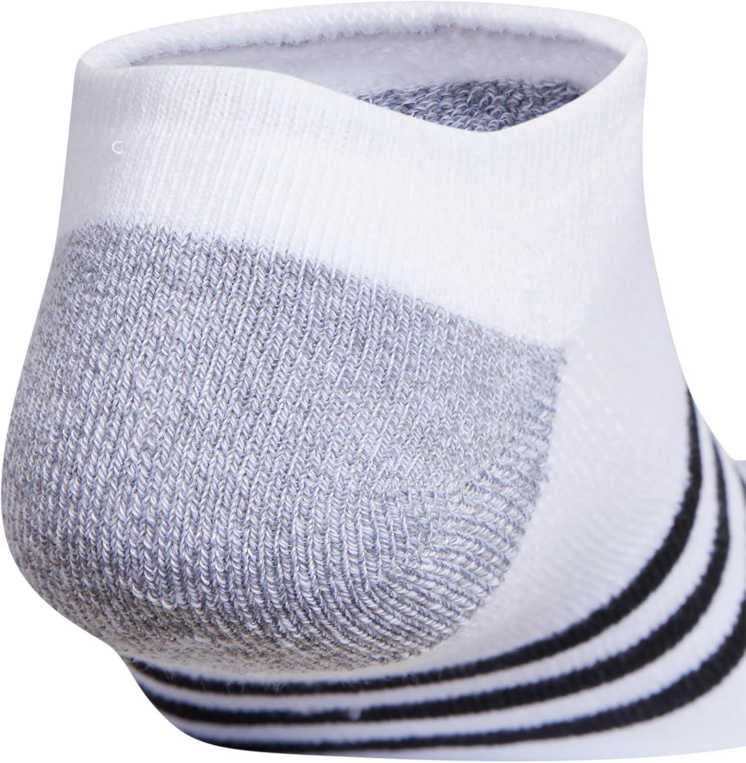 image:imageadidas Mens Cushioned No Show Socks 3 Pairs Durable amp ComfortableWhiteGreyBlack3stripe3
