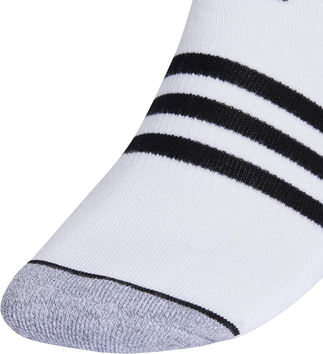 image:imageadidas Mens Cushioned No Show Socks 3 Pairs Durable amp ComfortableWhiteGreyBlack3stripe3