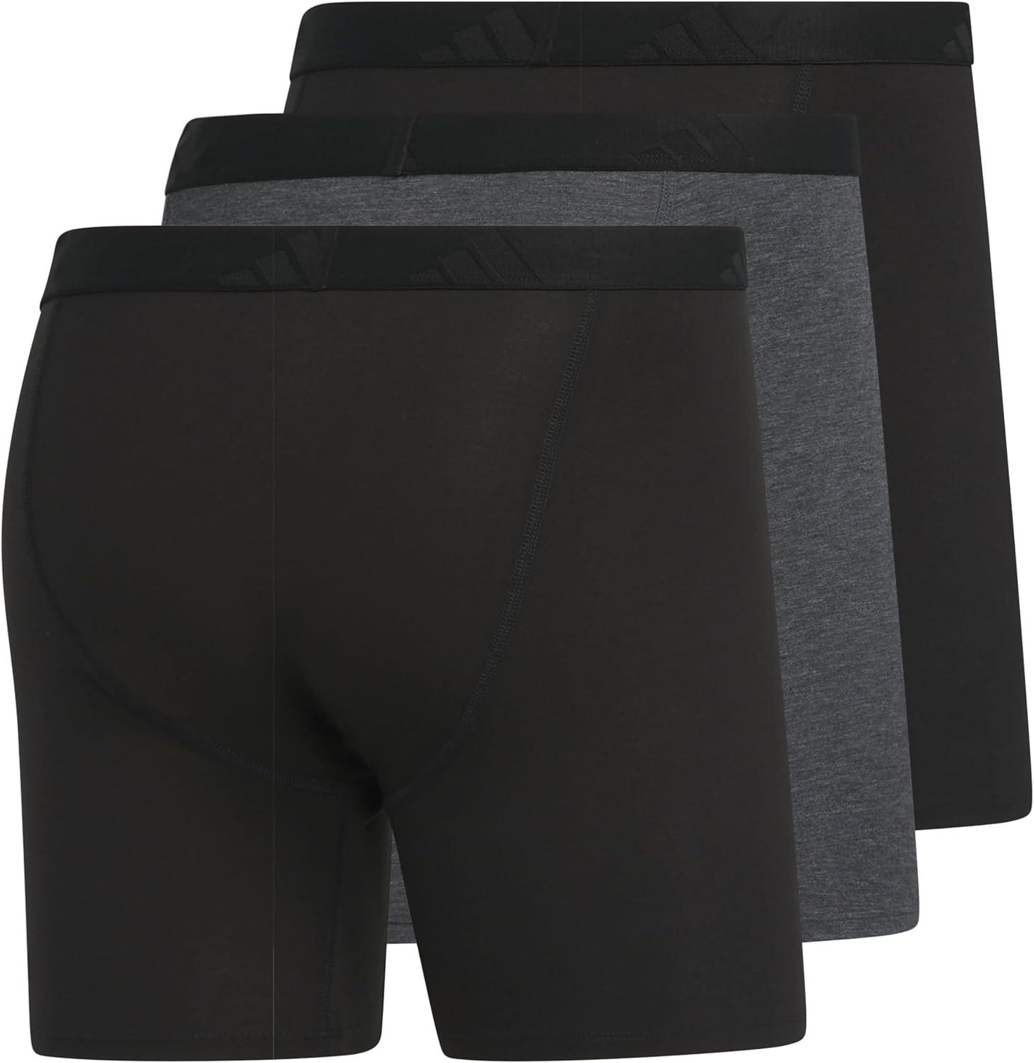 image:imageadidas Mens Luxe Underwear 3Pack Boxer Briefs or Trunks Premium Ultra Soft ComfortBlackHeather BlackBlackBoxer Brief
