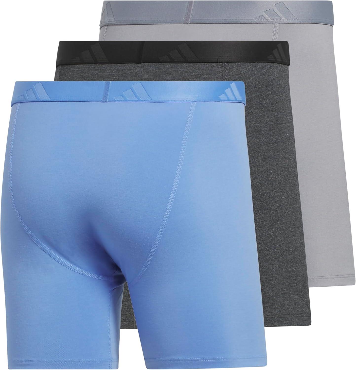 image:imageadidas Mens Luxe Underwear 3Pack Boxer Briefs or Trunks Premium Ultra Soft ComfortBlue FusionBlackGreyBoxer Brief