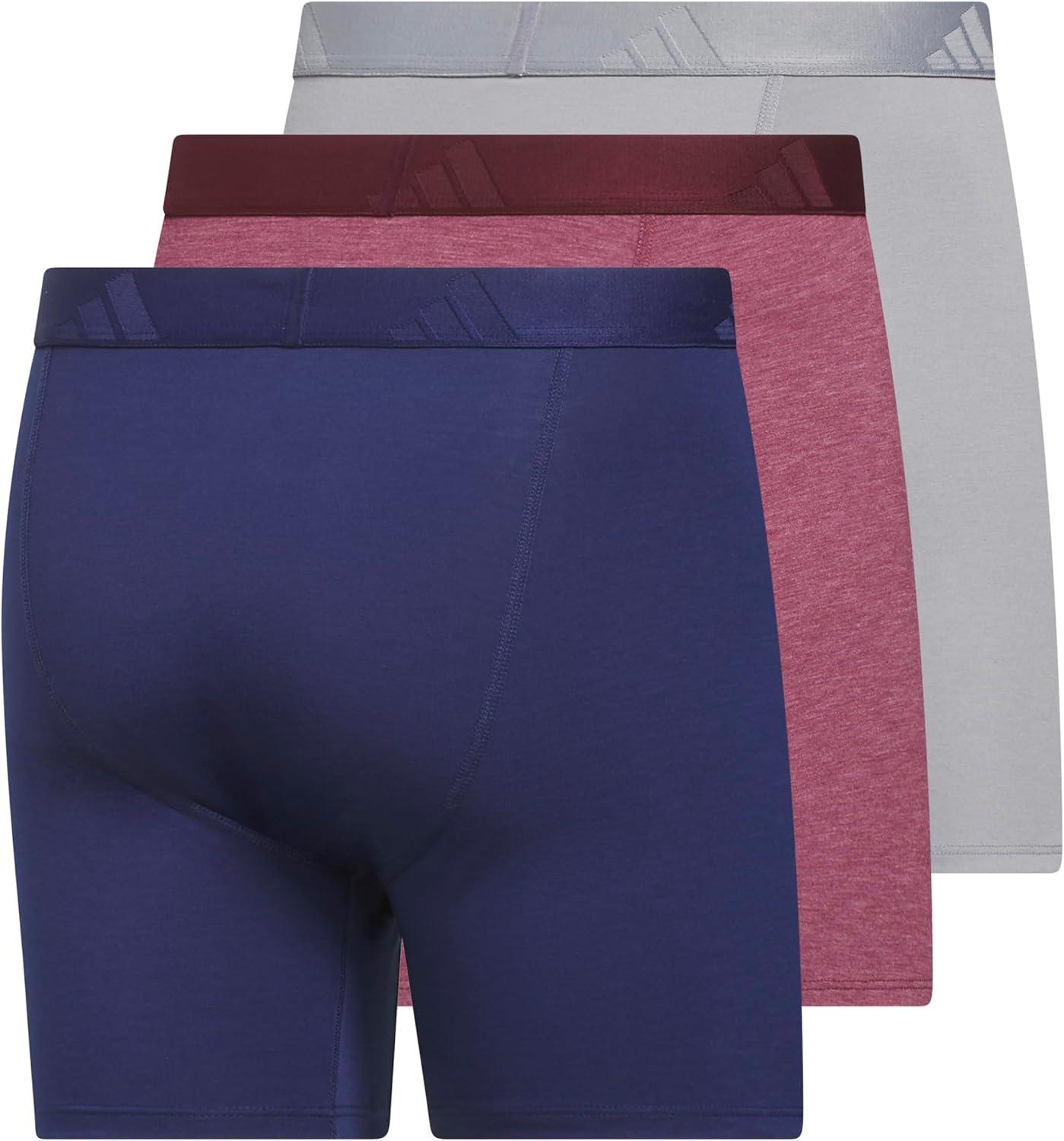 image:imageadidas Mens Luxe Underwear 3Pack Boxer Briefs or Trunks Premium Ultra Soft ComfortDark BlueHeather MaroonGreyBoxer Brief
