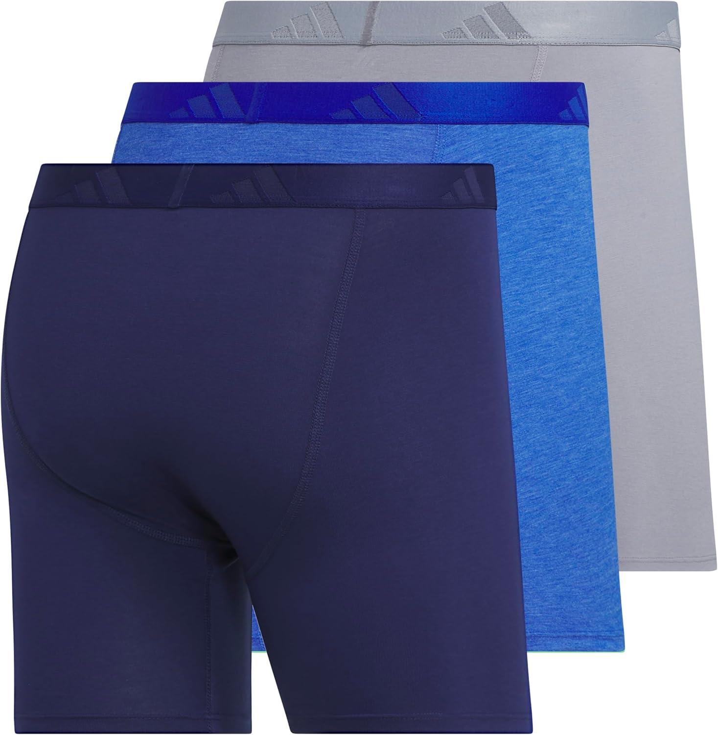 image:imageadidas Mens Luxe Underwear 3Pack Boxer Briefs or Trunks Premium Ultra Soft ComfortDark BlueHeather Team Royal BlueGreyBoxer Brief