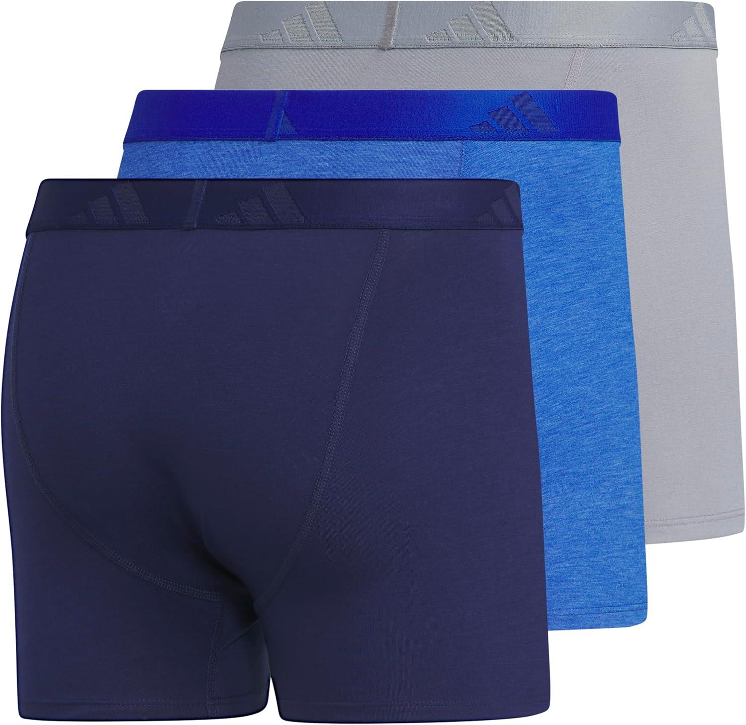image:imageadidas Mens Luxe Underwear 3Pack Boxer Briefs or Trunks Premium Ultra Soft ComfortDark BlueHeather Team Royal BlueGreyTrunk