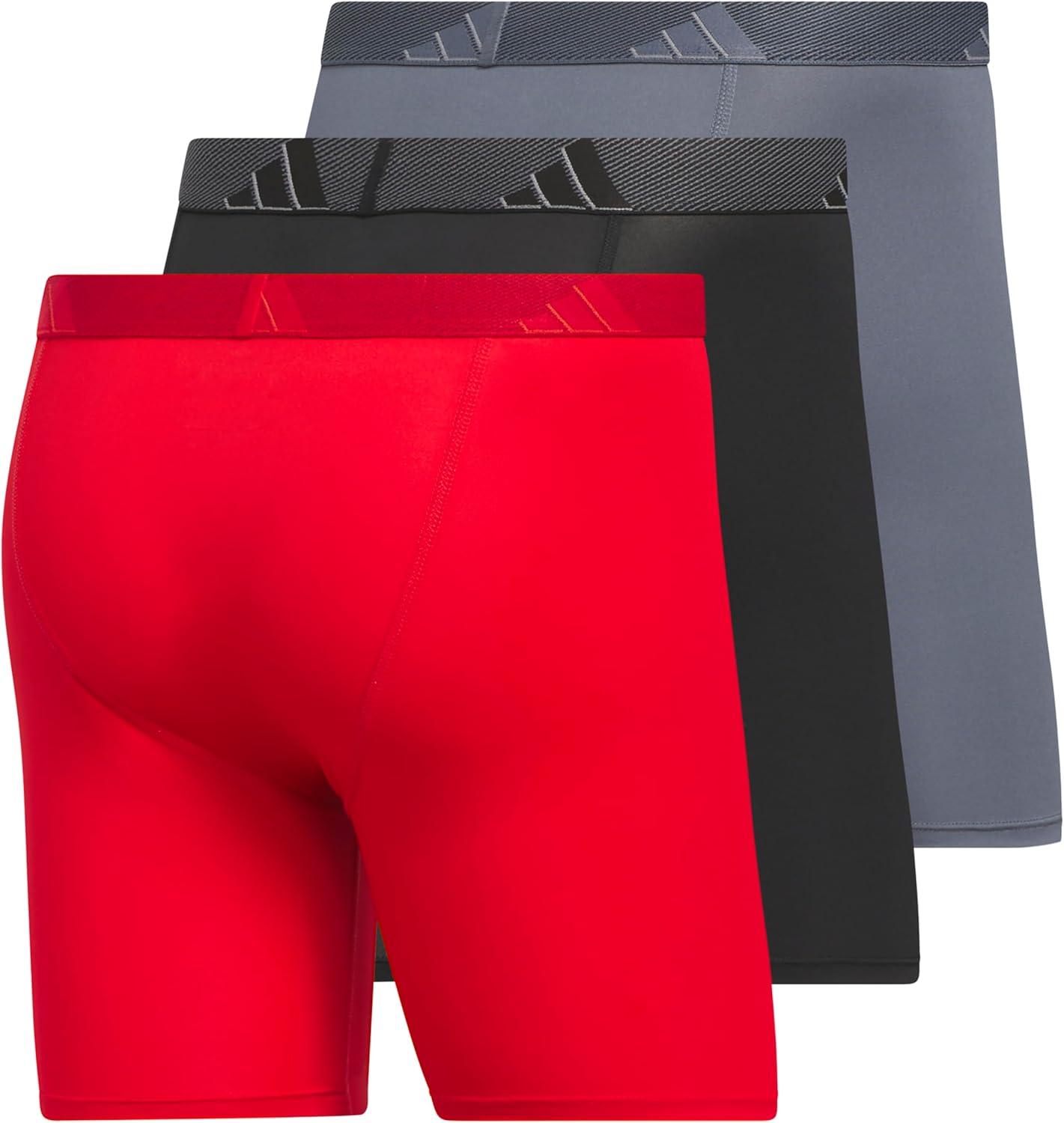 image:imageadidas Mens Microfiber Boxer Briefs 3Pack or 5Pack Performance Stretch MoistureWicking UnderwearBetter ScarletBlackOnix Grey