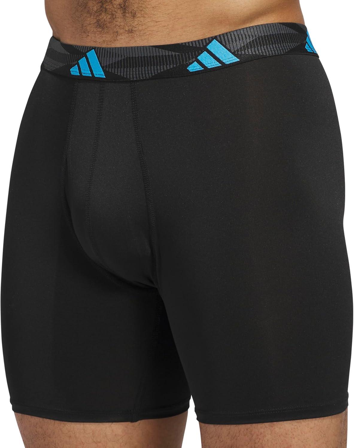 image:imageadidas Mens Microfiber Boxer Briefs 3Pack or 5Pack Performance Stretch MoistureWicking UnderwearBlackLucid AquamarinePure Orange