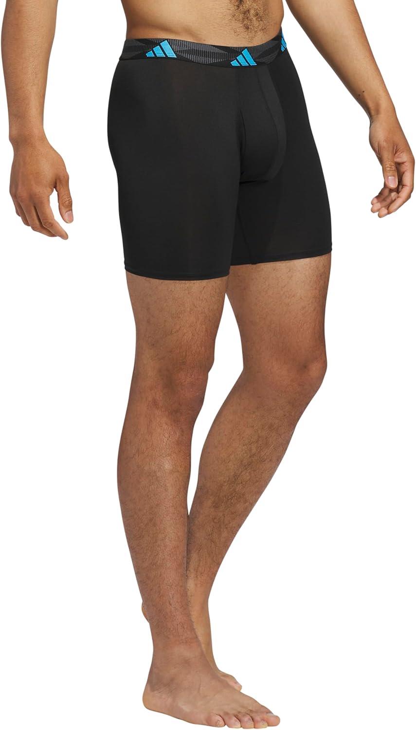 image:imageadidas Mens Microfiber Boxer Briefs 3Pack or 5Pack Performance Stretch MoistureWicking UnderwearBlackLucid AquamarinePure Orange