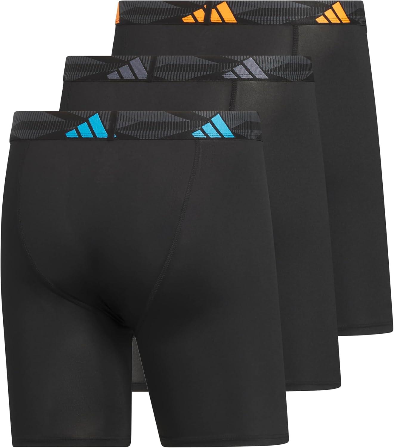 image:imageadidas Mens Microfiber Boxer Briefs 3Pack or 5Pack Performance Stretch MoistureWicking UnderwearBlackLucid AquamarinePure Orange