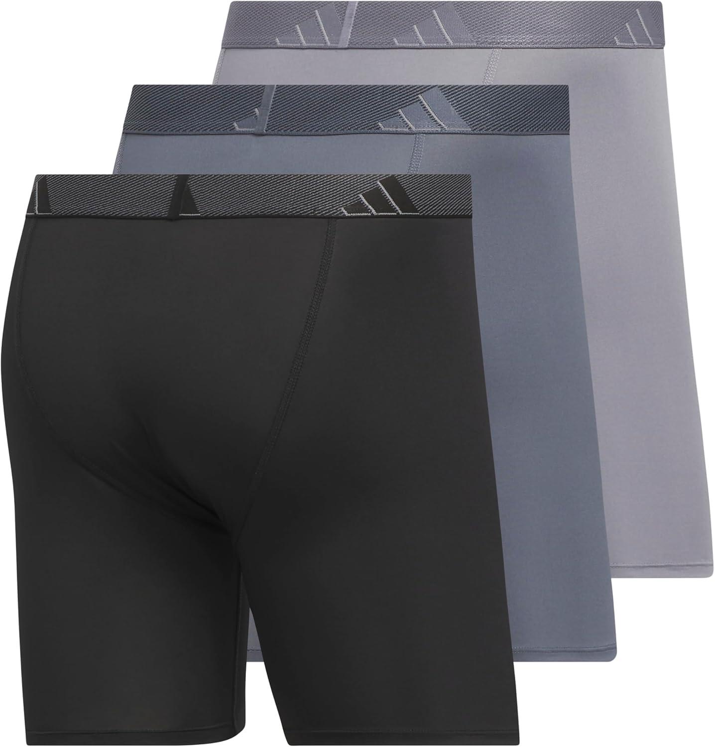 image:imageadidas Mens Microfiber Boxer Briefs 3Pack or 5Pack Performance Stretch MoistureWicking UnderwearBlackOnix GreyGrey