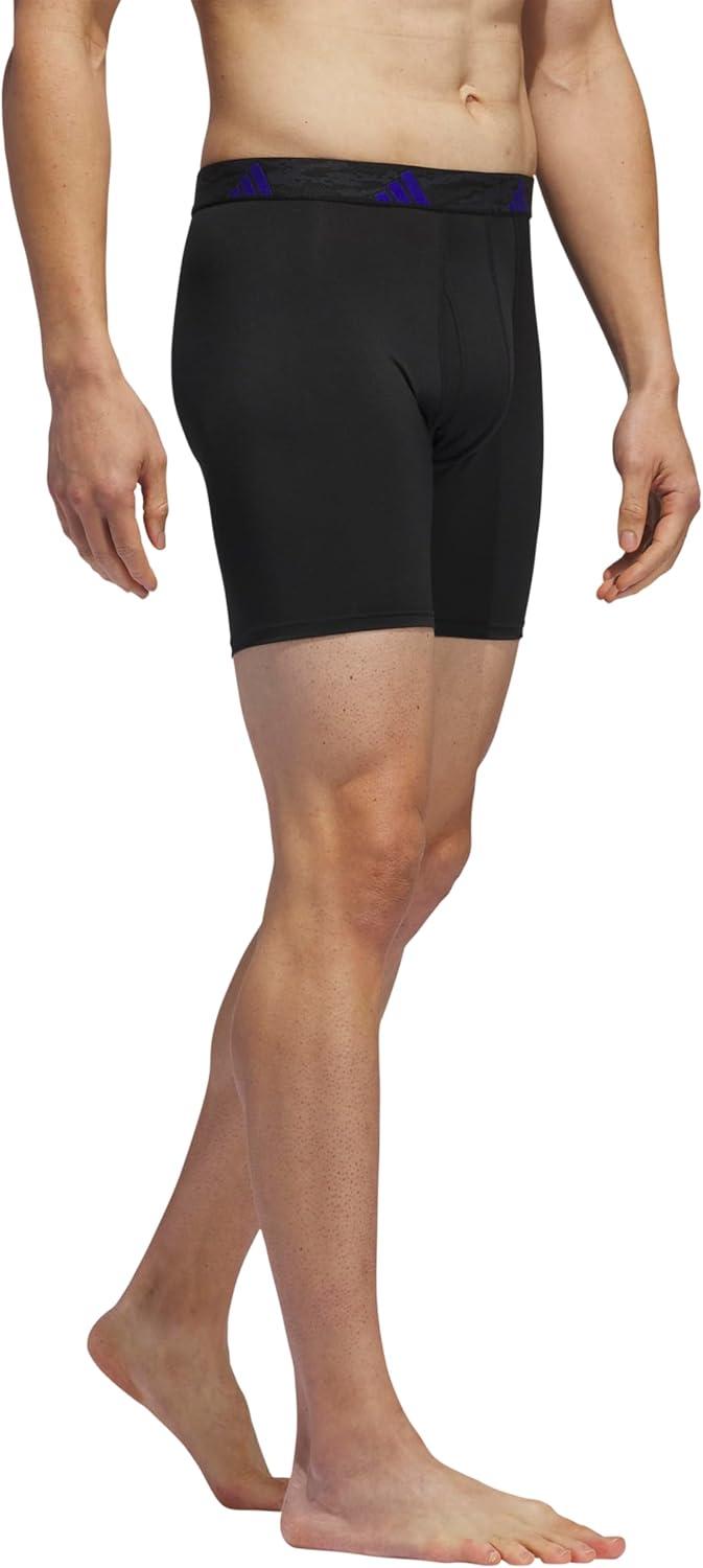 image:imageadidas Mens Microfiber Boxer Briefs 3Pack or 5Pack Performance Stretch MoistureWicking UnderwearBlackTeam Royal BlueBetter Scarlet