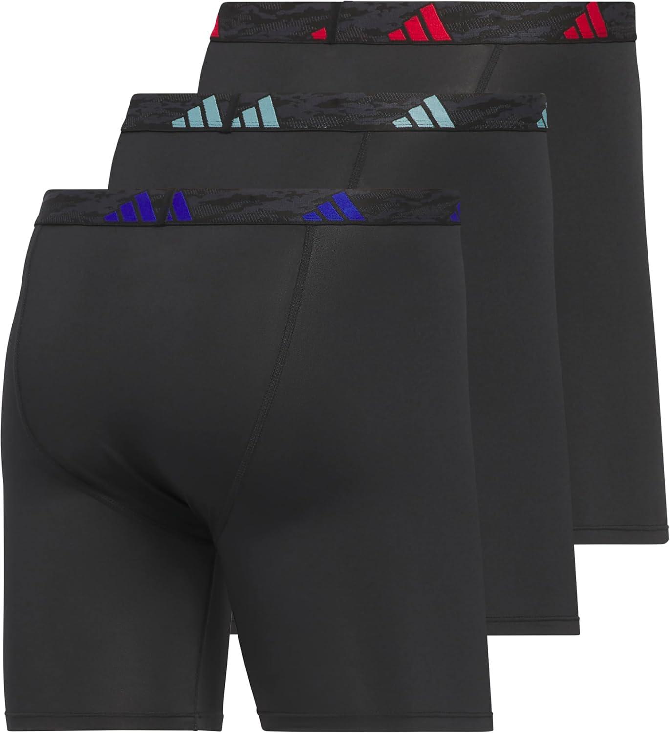 image:imageadidas Mens Microfiber Boxer Briefs 3Pack or 5Pack Performance Stretch MoistureWicking UnderwearBlackTeam Royal BlueBetter Scarlet
