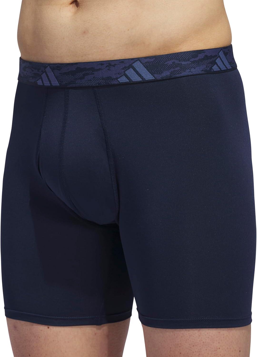 image:imageadidas Mens Microfiber Boxer Briefs 3Pack or 5Pack Performance Stretch MoistureWicking UnderwearCollegiate NavyGreyCrew Blue