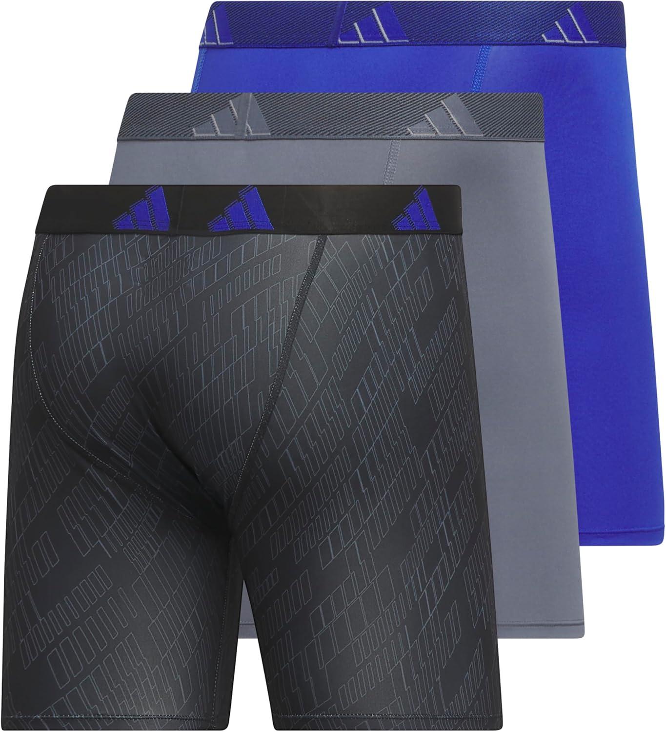 image:imageadidas Mens Microfiber Boxer Briefs 3Pack or 5Pack Performance Stretch MoistureWicking UnderwearGhost BlackonixOnix GreySemi Lucid Blue