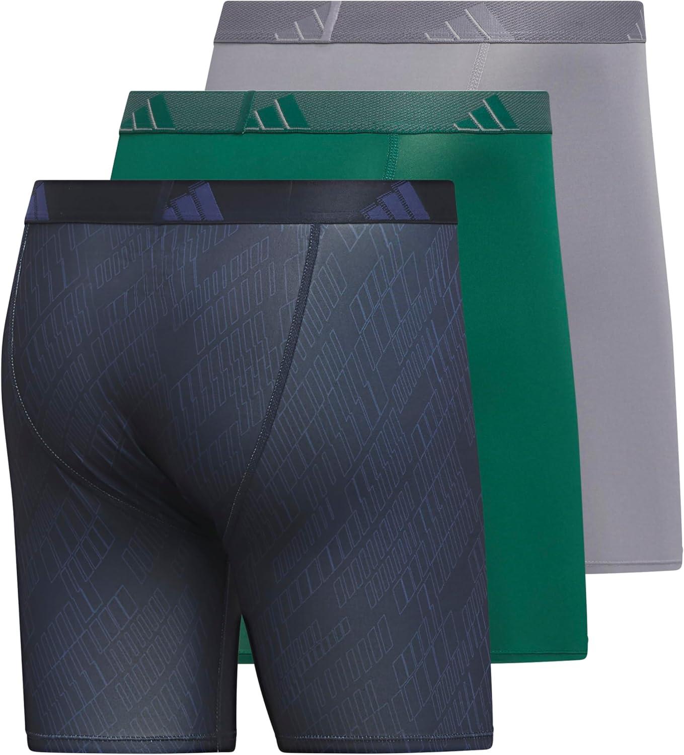 image:imageadidas Mens Microfiber Boxer Briefs 3Pack or 5Pack Performance Stretch MoistureWicking UnderwearGhost Legend Inktech IndigoCollegiate GreenGrey