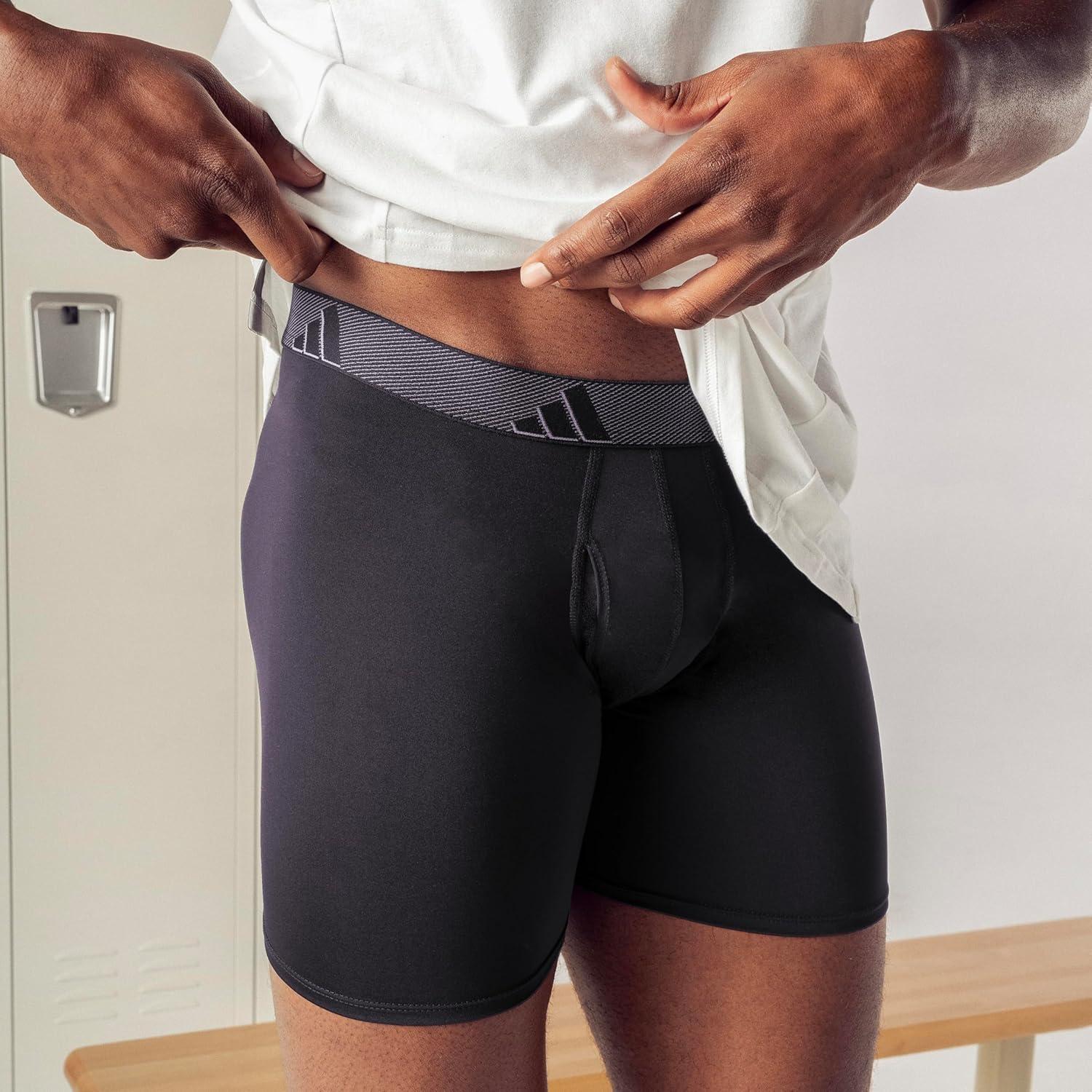 image:imageadidas Mens Microfiber Boxer Briefs 3Pack or 5Pack Performance Stretch MoistureWicking UnderwearGhost Legend Inktech IndigoCollegiate GreenGrey