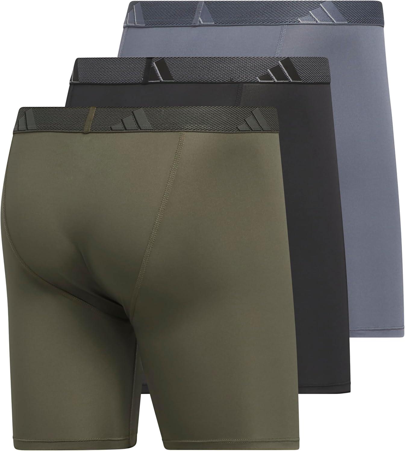 image:imageadidas Mens Microfiber Boxer Briefs 3Pack or 5Pack Performance Stretch MoistureWicking UnderwearOlive Strata GreenBlackOnix Grey