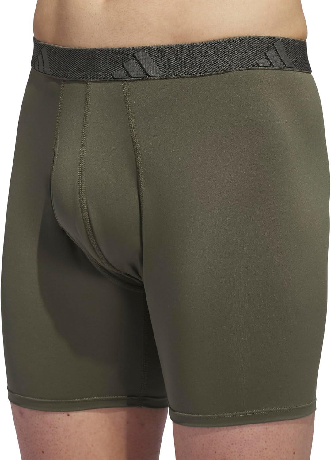 image:imageadidas Mens Microfiber Boxer Briefs 3Pack or 5Pack Performance Stretch MoistureWicking UnderwearOlive Strata GreenBlackOnix Grey