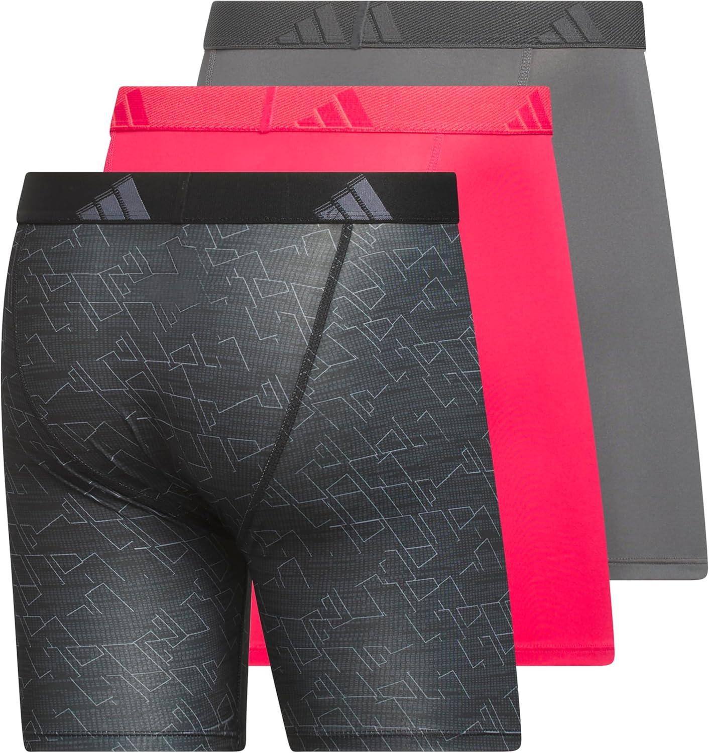 image:imageadidas Mens Microfiber Boxer Briefs 3Pack or 5Pack Performance Stretch MoistureWicking UnderwearPerformance Mirage Blacknight GreygreyPower PinkGrey Five