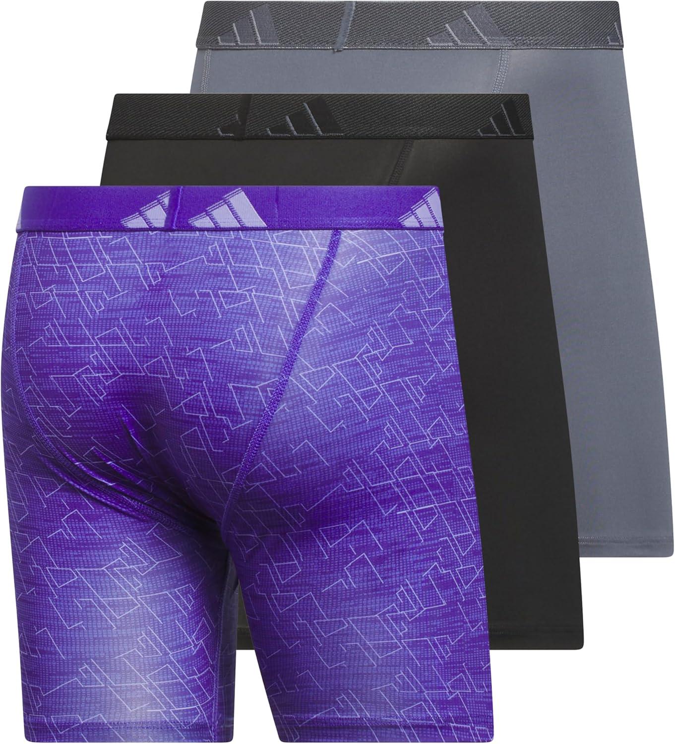 image:imageadidas Mens Microfiber Boxer Briefs 3Pack or 5Pack Performance Stretch MoistureWicking UnderwearPerformance Mirage Pure Purplesolar Purplelight PurpleBlackOnix Grey