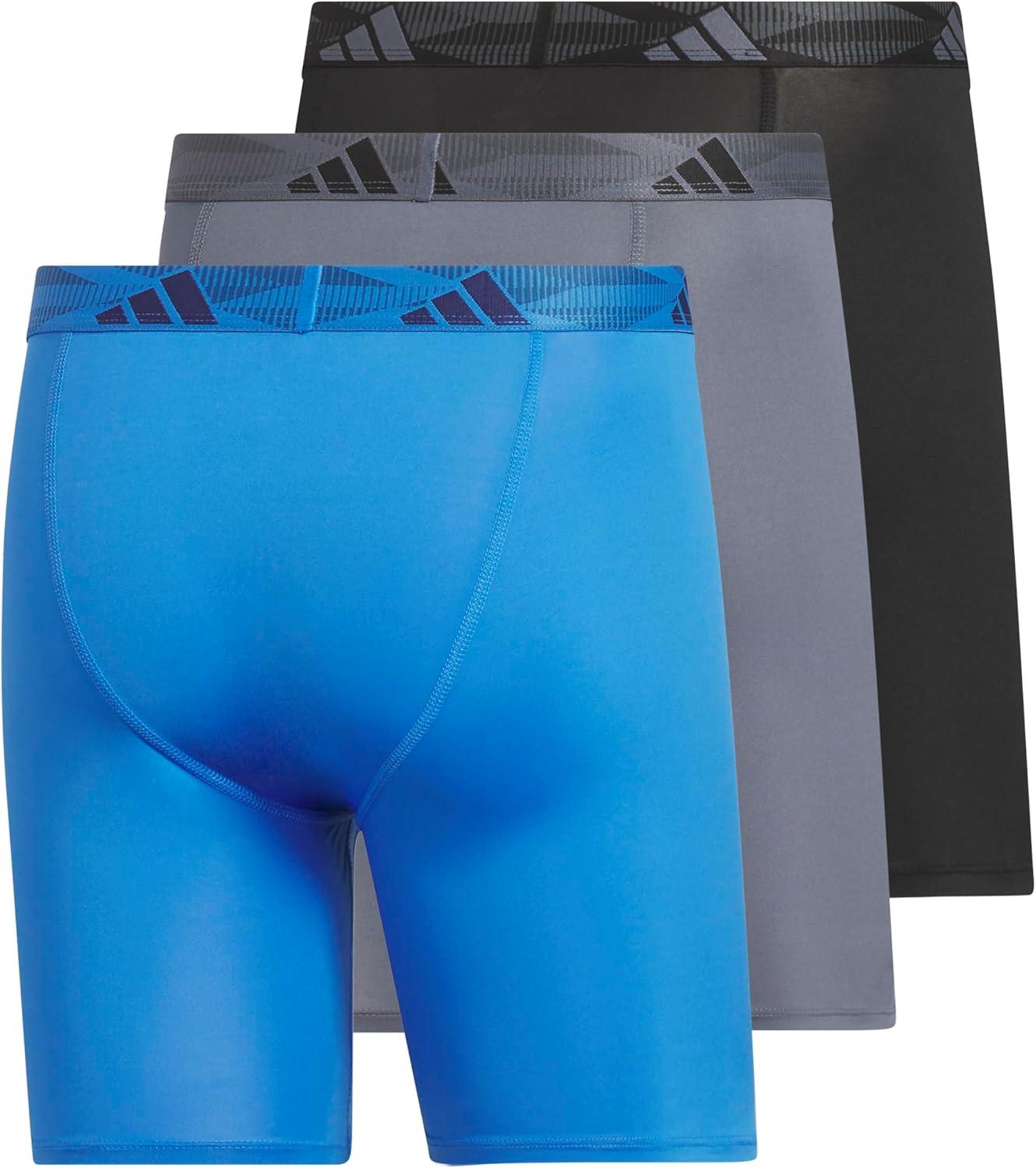 image:imageadidas Mens Microfiber Boxer Briefs 3Pack or 5Pack Performance Stretch MoistureWicking UnderwearRay BlueOnix GreyBlack