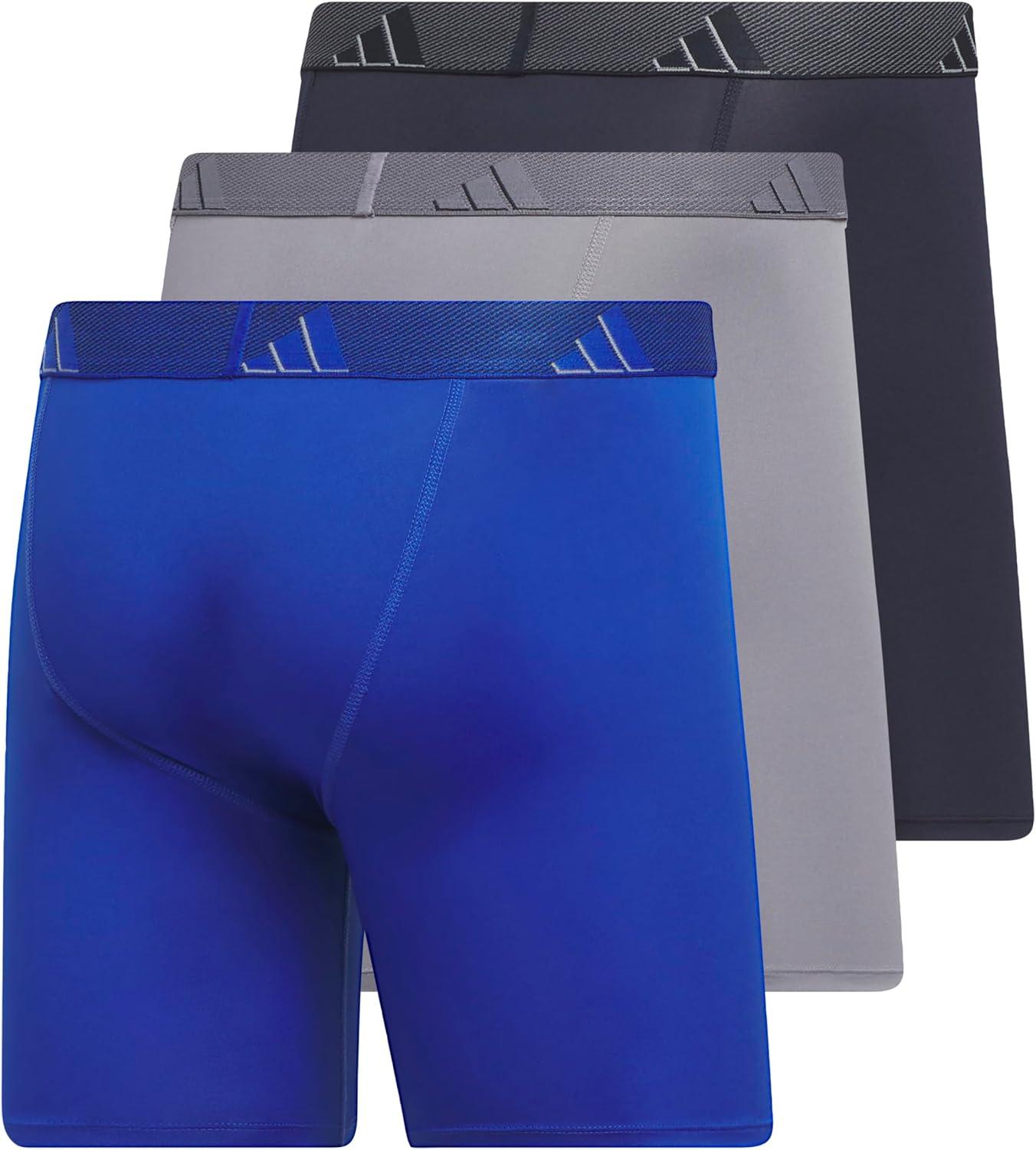 image:imageadidas Mens Microfiber Boxer Briefs 3Pack or 5Pack Performance Stretch MoistureWicking UnderwearTeam Royal BlueGreyLegend Ink Blue