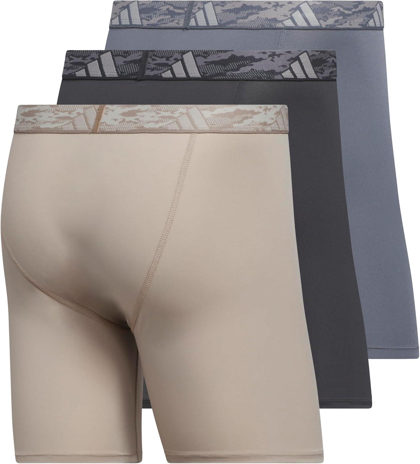 image:imageadidas Mens Microfiber Boxer Briefs 3Pack or 5Pack Performance Stretch MoistureWicking UnderwearWonder BeigeCarbon GreyOnix Grey