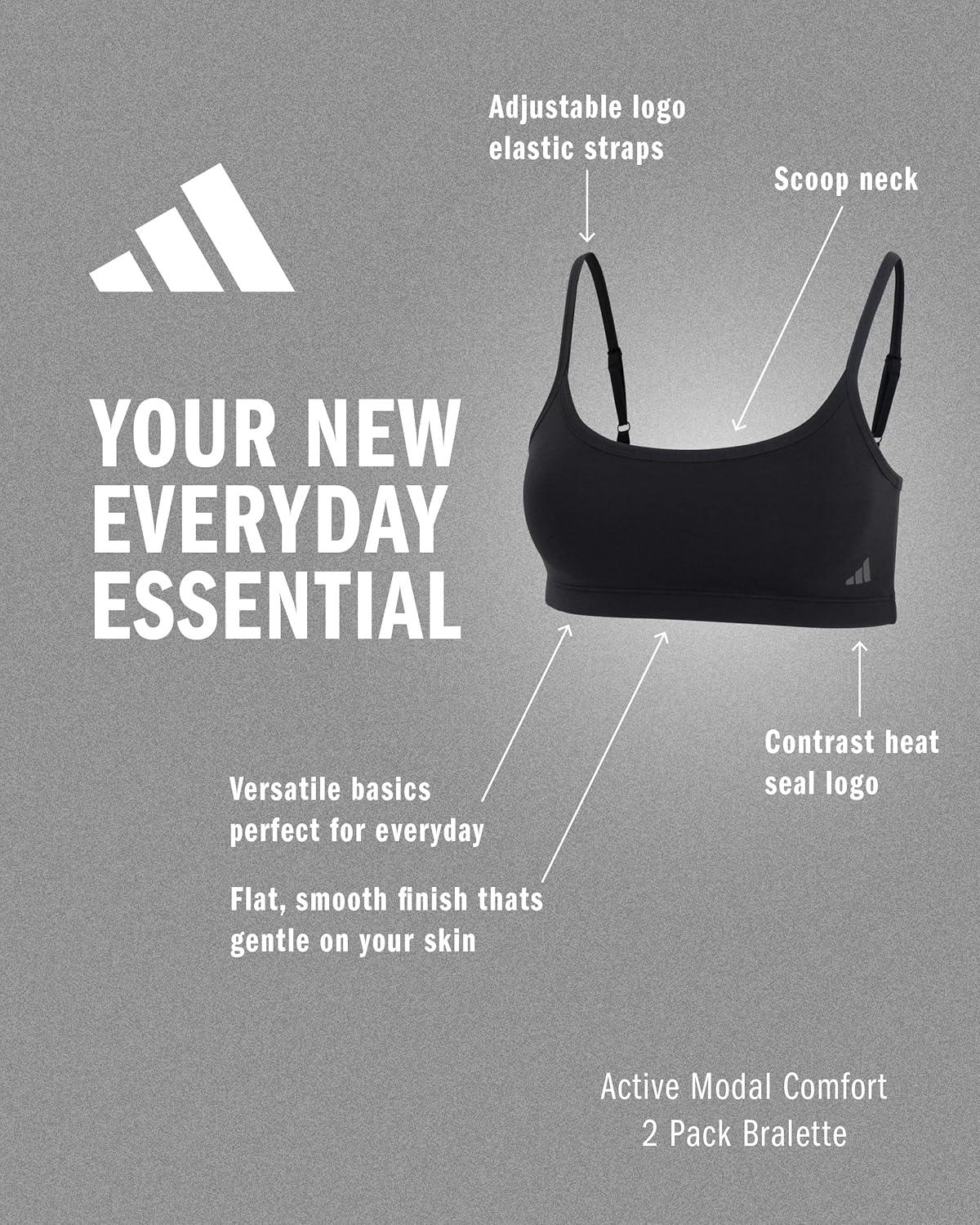 image:imageadidas Womens Active Modal Comfort Scoop BraletteBlackWhite