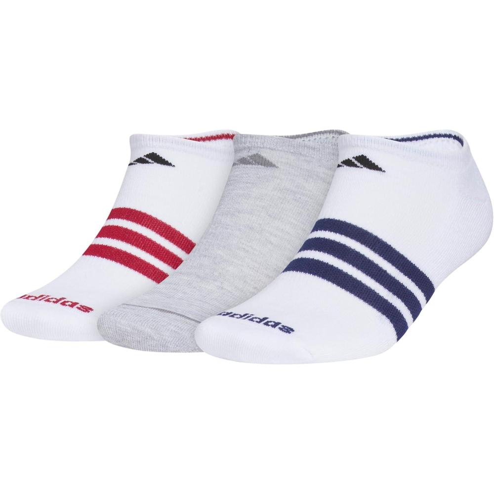 image:imageadidas Mens Cushioned No Show Socks 3 Pairs Durable amp ComfortableWhiteActive MaroonDark Blue3stripe4