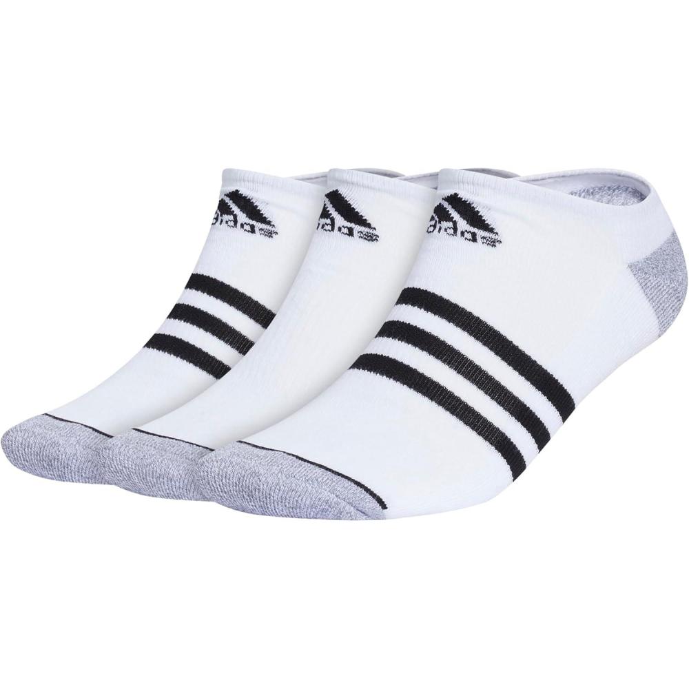 image:imageadidas Mens Cushioned No Show Socks 3 Pairs Durable amp ComfortableWhiteGreyBlack3stripe3