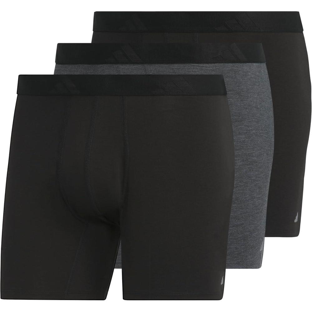 image:imageadidas Mens Luxe Underwear 3Pack Boxer Briefs or Trunks Premium Ultra Soft ComfortBlackHeather BlackBlackBoxer Brief