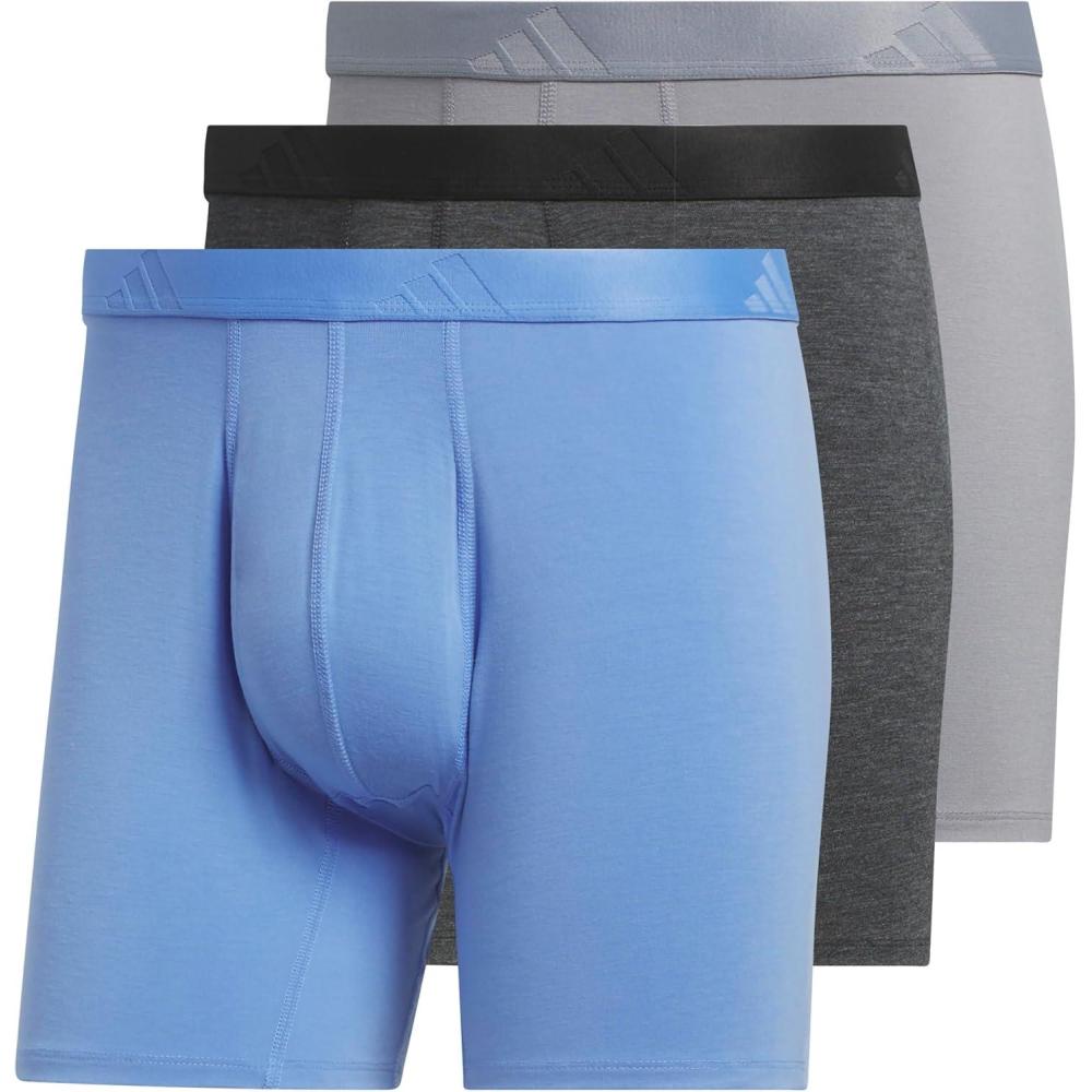 image:imageadidas Mens Luxe Underwear 3Pack Boxer Briefs or Trunks Premium Ultra Soft ComfortBlue FusionBlackGreyBoxer Brief