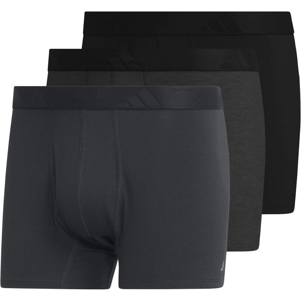 image:imageadidas Mens Luxe Underwear 3Pack Boxer Briefs or Trunks Premium Ultra Soft ComfortCarbon GreyHeather Dark GreyBlackTrunk