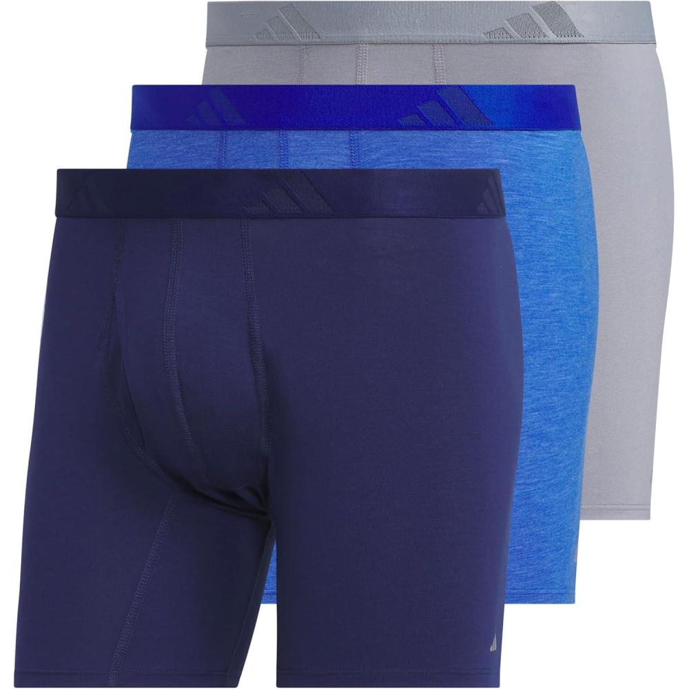 image:imageadidas Mens Luxe Underwear 3Pack Boxer Briefs or Trunks Premium Ultra Soft ComfortDark BlueHeather Team Royal BlueGreyBoxer Brief
