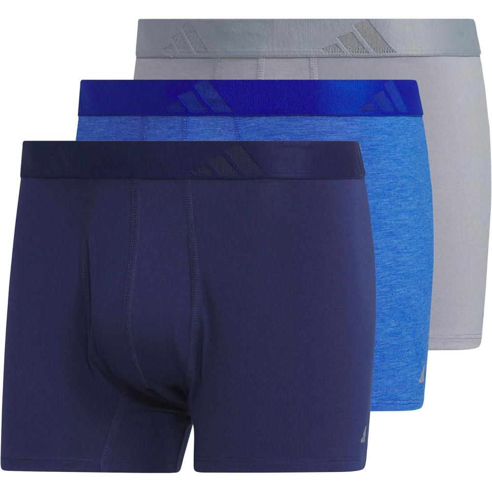 image:imageadidas Mens Luxe Underwear 3Pack Boxer Briefs or Trunks Premium Ultra Soft ComfortDark BlueHeather Team Royal BlueGreyTrunk