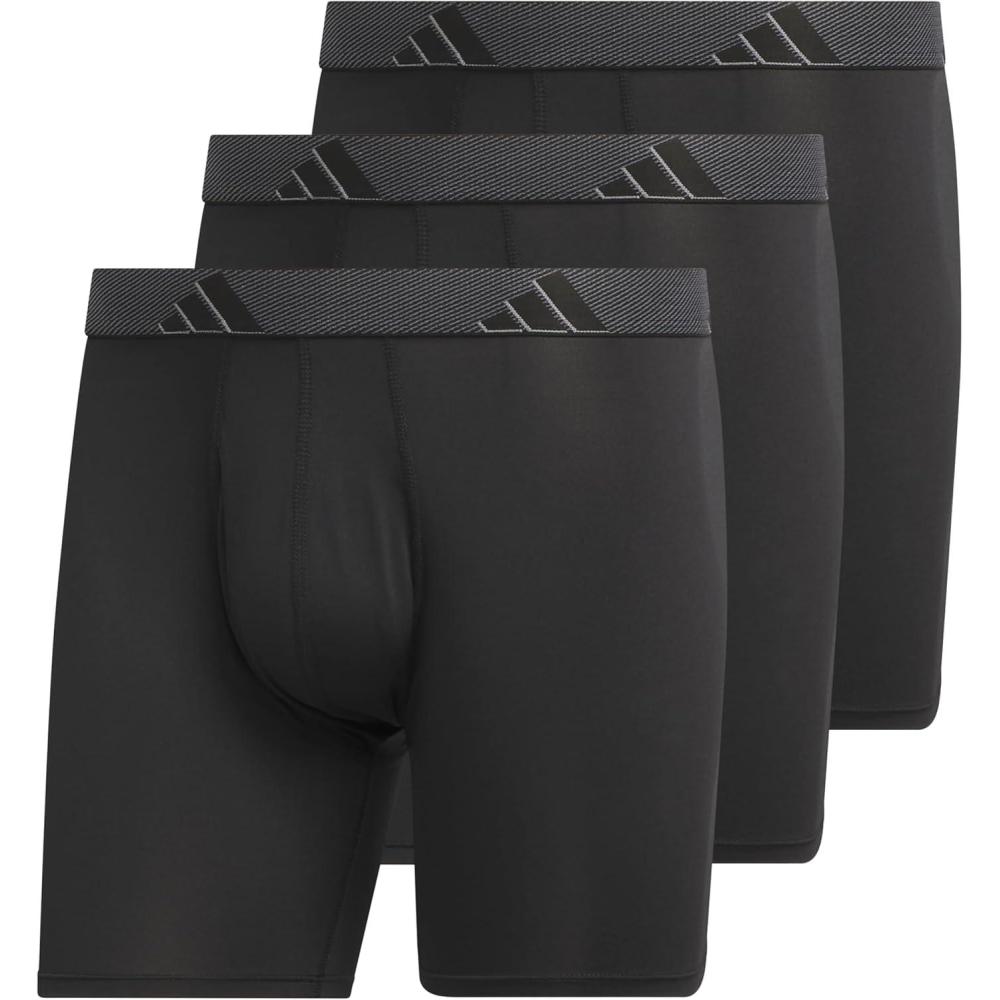 image:imageadidas Mens Microfiber Boxer Briefs 3Pack or 5Pack Performance Stretch MoistureWicking UnderwearBlackOnix GreyBlack