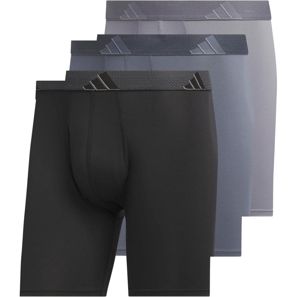 image:imageadidas Mens Microfiber Boxer Briefs 3Pack or 5Pack Performance Stretch MoistureWicking UnderwearBlackOnix GreyGrey