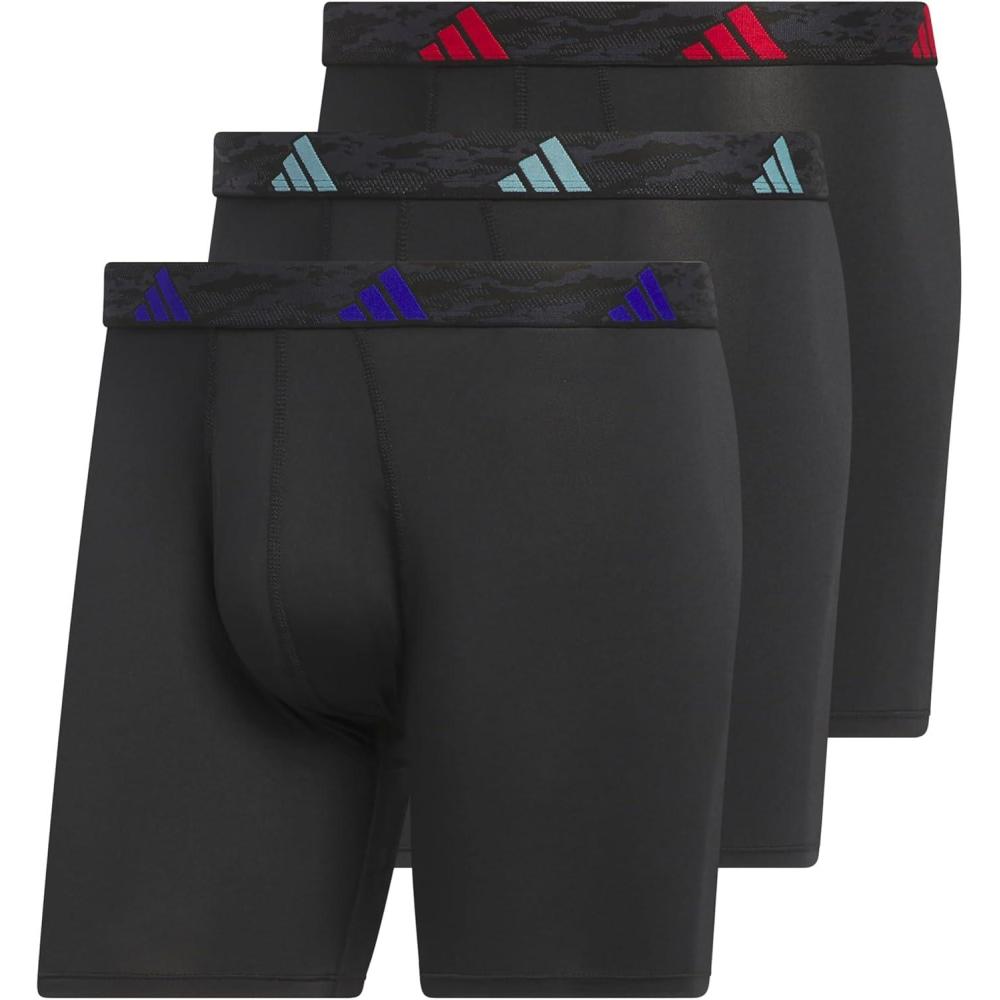 image:imageadidas Mens Microfiber Boxer Briefs 3Pack or 5Pack Performance Stretch MoistureWicking UnderwearBlackTeam Royal BlueBetter Scarlet