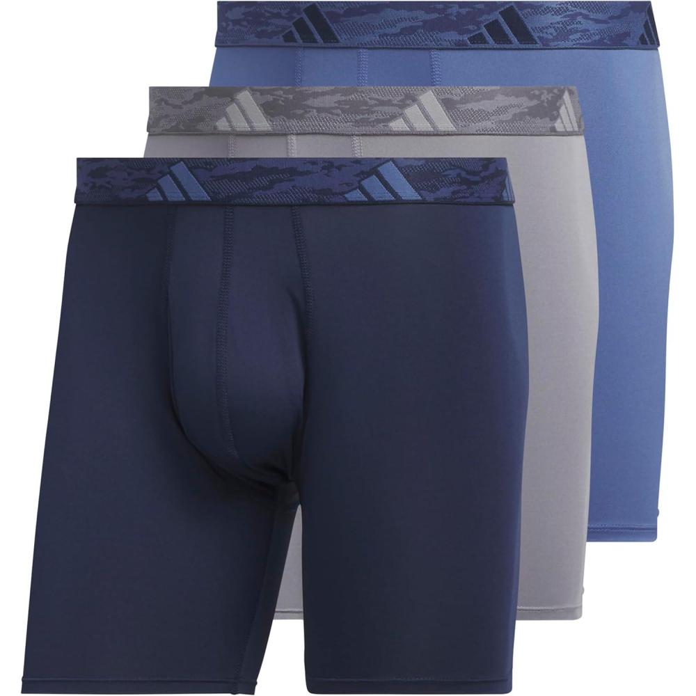 image:imageadidas Mens Microfiber Boxer Briefs 3Pack or 5Pack Performance Stretch MoistureWicking UnderwearCollegiate NavyGreyCrew Blue