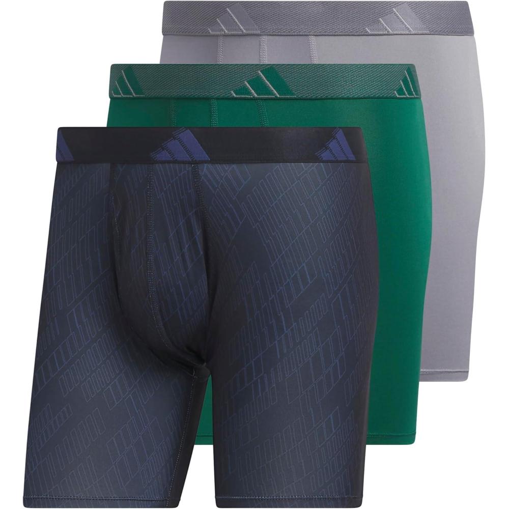image:imageadidas Mens Microfiber Boxer Briefs 3Pack or 5Pack Performance Stretch MoistureWicking UnderwearGhost Legend Inktech IndigoCollegiate GreenGrey