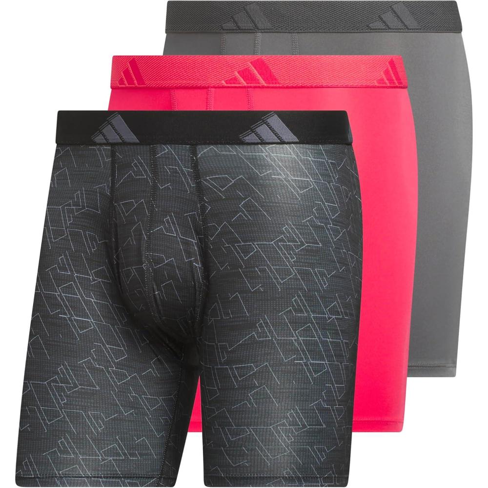 image:imageadidas Mens Microfiber Boxer Briefs 3Pack or 5Pack Performance Stretch MoistureWicking UnderwearPerformance Mirage Blacknight GreygreyPower PinkGrey Five