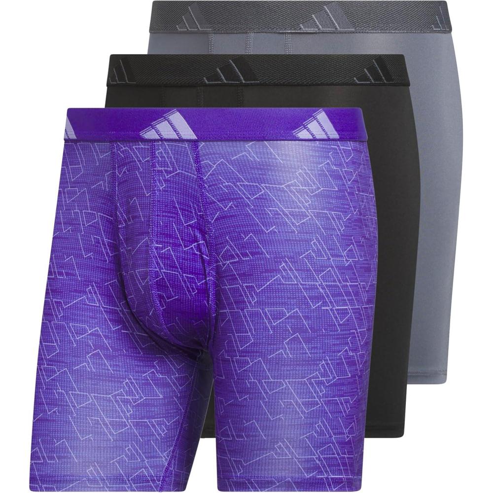 image:imageadidas Mens Microfiber Boxer Briefs 3Pack or 5Pack Performance Stretch MoistureWicking UnderwearPerformance Mirage Pure Purplesolar Purplelight PurpleBlackOnix Grey