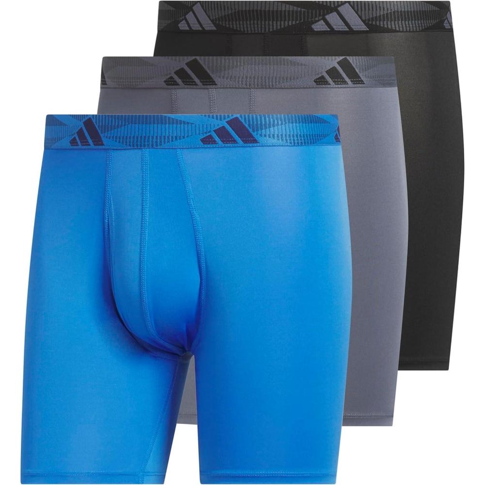image:imageadidas Mens Microfiber Boxer Briefs 3Pack or 5Pack Performance Stretch MoistureWicking UnderwearRay BlueOnix GreyBlack