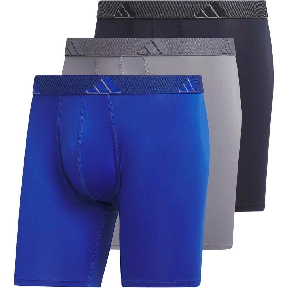 image:imageadidas Mens Microfiber Boxer Briefs 3Pack or 5Pack Performance Stretch MoistureWicking UnderwearTeam Royal BlueGreyLegend Ink Blue