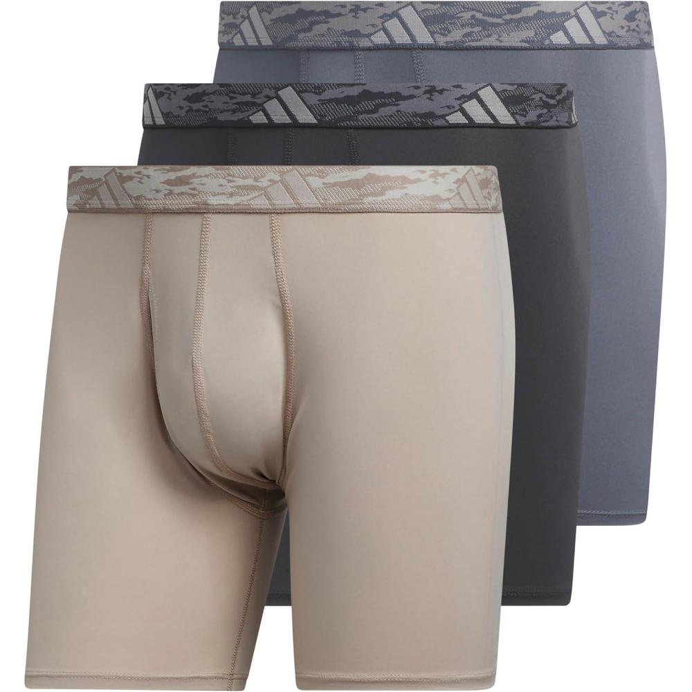 image:imageadidas Mens Microfiber Boxer Briefs 3Pack or 5Pack Performance Stretch MoistureWicking UnderwearWonder BeigeCarbon GreyOnix Grey